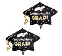 2Pcs Graduation Foil Balloons Congrats Grad Balloons Decorations Set with Large Diploma Bachelor Cap Aluminum Foil Helium Balloon Black Class of 2026 Balloon for Graduate Congratulations Party Decor