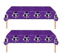 2Pcs Graduation Party Tablecloths for the Class of 2026 - Purple Congrats Grad Table Cloth Waterproof Plastic Table Cover for Class of 2026 Parties Table Decoration,Graduation Party Supplies