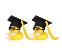 2pcs Graduation Rubber Duck Car Dashboard Decor, with Mini Graduation Hat Diplomas Necklace & Sunglasses Cute Duck Car Ornament 2026 Grad Gifts for Associate Bachelor Master & PhD Graduates (Yellow)