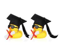 2pcs Graduation Rubber Duck Car Dashboard Decor, with Mini Graduation Hat Diplomas Necklace & Sunglasses Cute Duck Car Ornament 2026 Grad Gifts for Associate Bachelor Master & PhD Graduates (Black)