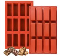 2PCS Granola Bar Molds, 12 Cavity Rectangle Energy Bar Mold Silicone Deep Mold for Baking Chocolate Energy Bars, Protein, Nutrition, Cereal Bars, Cheesecake