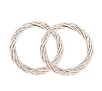 2Pcs Grapevine Wreaths, Willow Woven Round Wreath DIY Crafts Rattan Wreath, Front Door Wall Hanging Decor for Christmas Halloween Thanksgiving Easter Birthday, White 11.81''.