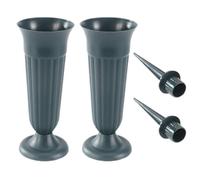 2PCS Grave Flower Pots, Plastic Grave Vases with Spike and Base, Detachable Grave Flower Holders, Memorial Vases for Graves Outdoor, Grave Vases with Spike