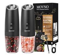 2Pcs Gravity Electric Salt and Pepper Grinder Set, USB-C Rechargeable - LED Light One Hand Automatic Operation, Adjustable Coarseness Mill Grinders Shakers Black, Kitchen Gadgets Gift Ideas