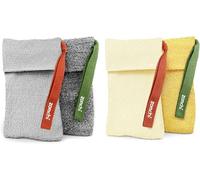 2pcs Gray Soap Bag and 2pcs Yellow Soap Bag, Deep and Gentle Exfoliating
