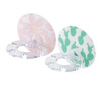 2PCS Green and Pink Plant Pattern Toothbrush Holder Wall Mounted, Strong Self-Adhesive Tooth Brush Rack and Razor Holder for Shower, Practical Bathroom Accessories for Storage and Organization