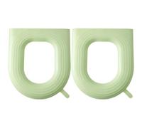 2pcs Green Eva Toilet Seat Cushion for Bathroom Comfort | Soft Touch Texture Style, Hook and Loop Fastener Design, Easy Install, Keeps Seat Warm