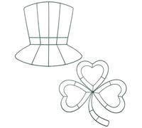 2pcs Green Iron Hat and Clover Hanging Frame for DIY St Decor