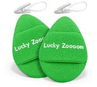 2PCS Green Large Face Sponges Set with Storage Clips Soft Cleansing Puff 5.9 in x 4.3 in,Reusable Hydrophilic Polyurethane for Face Wash,Remover Exfoliating Pads in Colorful Set for Travel & Daily Use