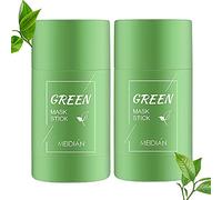 2Pcs Green Mask Stick, Green Tea Cleansing Mask Stick Deep Cleansing Oil Control Blackhead Remover, Green Stick for Face to Repair and Shrink Pores, Suitable for Women and Men of All Skin Types