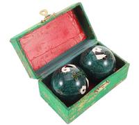 2pcs Green Metal Hand Massage Balls for Finger Mobility Training | Textured round Pair, Palm Exercise Aid, Portable Stress Tool, Suitable for Elders and Therapy Use Random Style