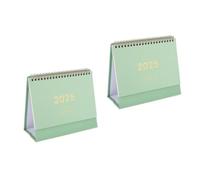 2pcs Green Paper Standing Flip Desk Calendar for 2024-2025 Scheduling