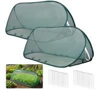 2PCS Green Pop-Up Garden Mesh Net Covers, 99 x 38 x 38 cm Foldable Plant Protection Tents, Insect Bird Barrier Netting for Vegetables, Fruit, Seedlings, Flowers, Raised Beds & Pots