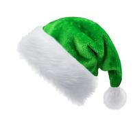 2pcs Green Santa Hat Sparkly for Kids, Thickened Classic Father Christmas Costume, Sequin Plush Luxury Santa Claus Cap, Holiday Party for Boy Girl New Year
