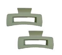 2Pcs Green Solid Hair Claws Large Clips Strong Hold Big Claw Barrettes Hair Accessories for Women Girls Thick Thin Long Hair No Slip Square Hairpin