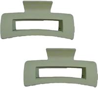 2Pcs Green Solid Hair Claws Large Clips Strong Hold Big Claw Barrettes Hair Accessories for Women Girls Thick Thin Long Hair No Slip Square Hairpin