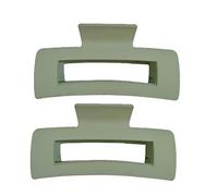 2Pcs Green Solid Hair Claws Large Clips Strong Hold Big Claw Barrettes Hair Accessories for Women Girls Thick Thin Long Hair No Slip Square Hairpin