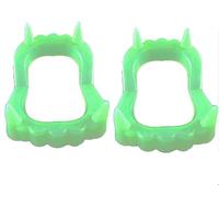 2Pcs Green Vampire Teeth Fangs Glow in The Dark Plastic Fake Vampire Teeth Sharp Teeth Halloween Decor Luminous Dentures Gags and Practical Joke Ornaments,Gags and Practical Joke Toys,Novelty Toys