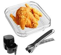 2pcs Grid for Hot Air Fryer, 20 x 20 cm Airfryer Accessories, Hot Air Fryer, Stackable Basket for Airfryer Rack Basket for Hot Air Fryer, Airfryer Grid Insert for 5L-7.5L Hot Air Fryers