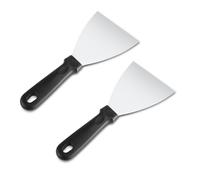 2Pcs Griddle Scraper Set, 9.2 Inch Stainless Steel Triangular Spatula with Non-Slip Handle, Grill Scraper & Pizza Dough Cutter for BBQ, Steak, Pancake, Cleaning Grill Pan, Dishwasher Safe