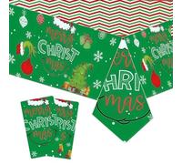 2Pcs Grin-ch Christmas Table Cloth Xmas Party 137x274cm,Green Rectangle Large Plastic Tablecloth Grin-ch Party Disposable Table Cover Decorations for Holiday Christmas Party Dinner TableCloths