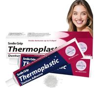 2PCS Grip Thermoplastic Denture Adhesives,False Teeth Silicone Reline Kit,Secure Denture Adhesive,Tooth Repair Kit & Dental Glue Teeth,Non-Glue Denture Repair Kit,Comfortable Long-Holding Reline
