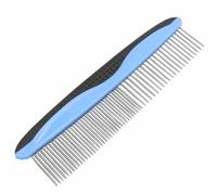 2Pcs Grooming comb for dog Cat Comb with Stainless Steel Rounded Teeth Rubber Handle for Large, Medium and Small Dogs and Cats, Removes Loose Undercoat, Knots, Mats and Tangled Hair