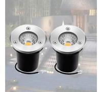 2pcs Ground LED Landscape Lights, 12/24V COB Recessed In-Ground Lamp, IP65 Waterproof for Yard Deck Path(Green,3w(24v))