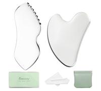 2Pcs Gua Sha Facial Tools Stainless Steel, Detailer GuaSha Set For Face Neck, Natural Skin Care Metal Gua Sha Lymphatic Drainage Face Massage Tool, Gift for Women