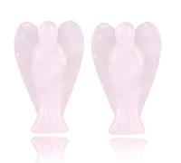 2PCS Guardian Angel Statue, Pocket Crystal Angel Carved Rose Quartz Rose Figurine with Serenity Prayer Card Crystal 4 X 2.5 X 1cm
