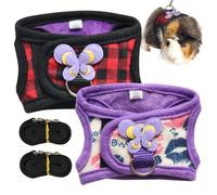 2PCS Guinea Pig Harness and Leash Adjustable Ferret Harness and Leash Set with D Buckle for Ferret, Rats, Iguana, Hamster, Bearded Dragon
