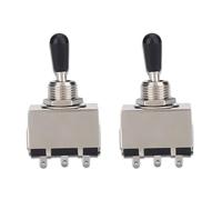 2Pcs Guitar 3 Way Toggle Switch, Metal Enclosed 3 Way Toggle Switch Pickup Selector with Black Tip Knob Replacement Part for LP Style Electric Guitar