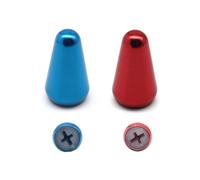 2pcs Guitar 5 Way Pickup Metal Switch Tip Toggle Switch Cap Switch Knob for Strat Tele(Blue+Red)