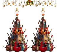 2PCS Guitar Christmas Tree Ornament,Acrylic Rock Guitar Decorations,Xmas Party Guitar Musical Instrument Ornament Gifts,Musical Theme Decor for Christmas Tree,Christmas Decorations Baubles