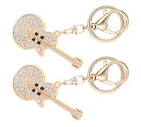 2pcs Guitar Keychain with Sparkling Rhinestone Metal Party Favor