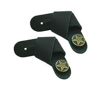 2PCS Guitar Leather Head-stock Tie Strap Hook with Retro Metal Button Accessories for Acoustic/Electric Guitars and Ukulele (Black)