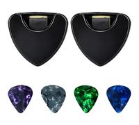 2Pcs Guitar Pick Holder with 8 Guitar Picks Self Adhesive Spring Loaded Pick Holder Case for Acoustic Electric Guitar Bass Ukulele, Celluloid Guitar Plectrums Set, Essential Guitar Accessories
