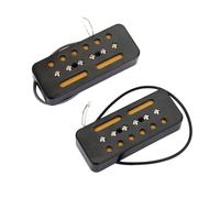 2pcs Guitar Pickup Single Coil Black Soapbar Gmb208 for Bass | Ceramic Metal PVC Build, Two Conductor Wiring, Tone Upgrade, DIY Modders and Guitarists, Studio Recording