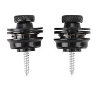 2Pcs Guitar Strap Locks Heavy Duty Metal Non Slip Fall Resistant with Security Buttons for Electric Acoustic Folk Guitar Replacement (Black)