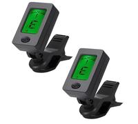 2PCS Guitar Tuner, Guitar Tuners Clip On, Digital Chromatic Tuners with LCD Display for Acoustic Electric Bass Violin Ukulele, Portable Music Accessories