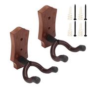 2PCS Guitar Wall Hanger, Elegant Black Walnut Guitar Wall Mount, Secure Fixation for Mandolin Guitar Banjo Ukulele, Scratch Protection, Space Saving Design