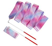 2Pcs Gymnastic Ribbon, 78 Inch Dance Ribbons Sparkling Dance Ribbon Streamer Long Ribbon Dancer Wand Twirling Dancing Ribbons for Kids Girls Adults Artistic Training