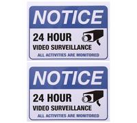 2pcs H Video Monitored Security Camera Sign Blue Adhesive Sticker
