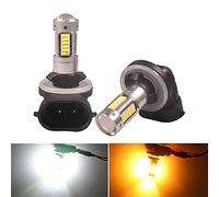 2Pcs H27 H27W 880 881 LED Car Fog Lights, 4014-30SMD White Amber DRL, 12V Auto Front Fog Lamp - High Brightness, Durable, Easy Installation