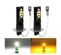 2Pcs H3 LED Fog Lights Upgrade 3030 Chips Auto Front Fog Lamp Daytime Running Light White 6000K Yellow 12V (Color : Yellow, Size : H3)