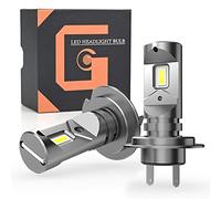 2Pcs H7 LED Headlight Bulbs, 42W 12000LM 6500K Wireless Headlight Car Conversion Kit Fanless Halogen Replacement Bulb CSP Chip Temperature Control, Mini Size Plug and Play