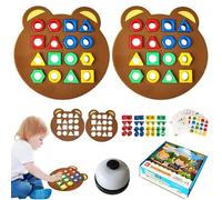 2PCS Hailoyearn Shape Matching Game, 2025 Children Puzzles Geometric Shape Quick Matching Board with Bell, 30 Cards, 32 Geometric Shapes, Color Sorting Toys Sensory Toys Gift for Boys Girls