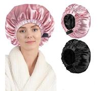 2PCS Hair Bonnets for Women,Silk Bonnet for Sleeping Curly Hair&Long Hair,All Night Silk Sleep Bonnets for Women,Satin Hair Wrap with Invisible Adjustment Buckle,Soft,Elastic,with 2 Hair Tie