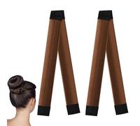 2Pcs Hair Bun Maker, Donut Bun Makers Magic Hair Style French Twist Fold Wrap Snap Band for Making DIY Hair, Accessories for Ballet Dancer, Lightweight & Portable (Light Brown)