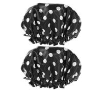 2pcs Hair Cap for Shower Adjustable Satin Eva Waterproof Black Women